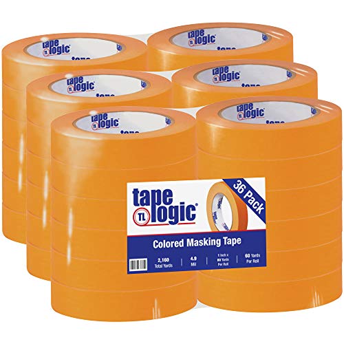 Image of Aviditi Tape Logic 1 Inch x 60 Yards, General Purpose Colored Masking Tape, Orange (Pack of 36) - Great for Home, Office, Arts, Crafts, DIY, Labeling and Coding