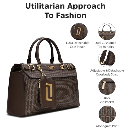 Image of Lavie Luxe Women's Monogram Cindy Horizontal Satchel Bag | Satchel Handbag For Work | Ladies Purse | Stylish Shoulder Bag | Gift For Women