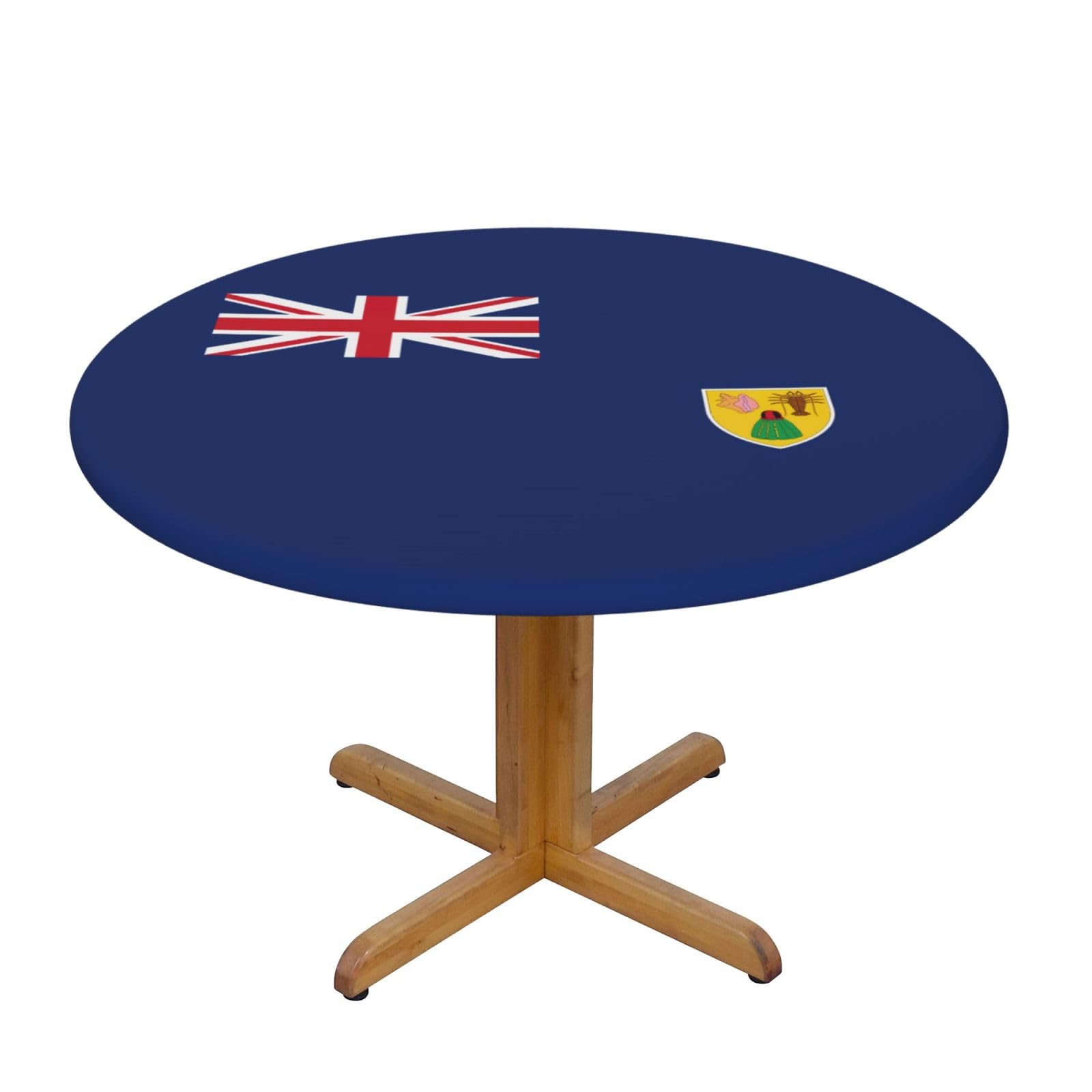 PPHGUT Flag of the Turks and Caicos Islands Print Round Tablecloth Family Table Cover Kitchen Wedding Party Everyday Outdoor
