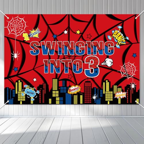 SAVITA Banner de Araña para Cumpleaños, 100x150cm Temática Dibujos Animados Fondo Telaraña Ideal para Niños y Niñas Baby Shower Suministros Fiestas Cumpleaños (3)