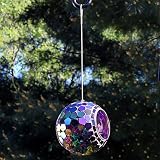 Sunnydaze Outdoor Mozaika dla Dzikich Ptaków, Unikalny Design Wiszące Szkło Okrągłe, 15,2 cm