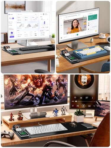 4-in-1 Mouse Pad with Magnetic Wireless Charging, 31.5"x15.8" Large Desk Mat for Laptop/Keyboard, Waterproof Smooth Surface, Non-Slip Base, with Adapter - Image 5