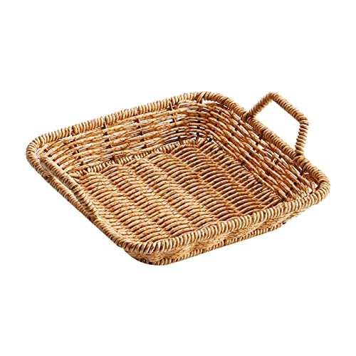 Hlhlh One Color Woven Fruit Baskets,Imitation Rattan Bread Basket, Handmade Food Storage Tray For Serving Vegetable, Kitchen Countertop Organizer(S)