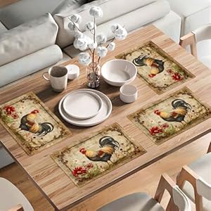 Farmhouseroosterplacematssetof6farmchickentablematscountryflowersplacematsimitationlinenheatresistantplacematsforvintagediningdecorationkitchenpartyrestaurants12x18 Urban Country Home Decor Farmhouse rooster placemats set of 6 farm chicken table mats country flowers place mats imitation linen heat resistant placemats for vintage dining decoration kitchen party restaurants 12×18 urban country home decor