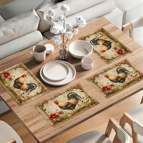 Farmhouseroosterplacematssetof6farmchickentablematscountryflowersplacematsimitationlinenheatresistantplacematsforvintagediningdecorationkitchenpartyrestaurants12x18 Urban Country Home Decor Farmhouse rooster placemats set of 6 farm chicken table mats country flowers place mats imitation linen heat resistant placemats for vintage dining decoration kitchen party restaurants 12×18 urban country home decor
