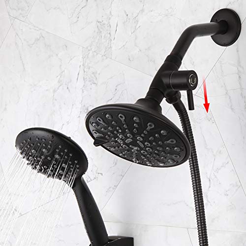 Solid Brass Shower Arm Diverter for Hand Held Showerhead and Fixed Shower Spray Head ∣ G 1/2 3-Way Bathroom Universal Shower System Replacement Part (Matte Black) - Thumbnail 4