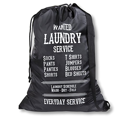 Wajt Najt - Best Laundry Bag with Reinforced Shoulder Strap and Drawstring - Large Size 27 x 39 