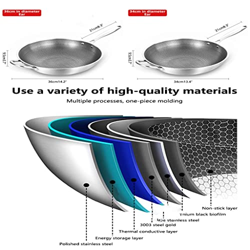 Wok de acero inoxidable 34 cm antiadherente sin recubrimiento miniatura 5