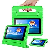 CAM-ULATA Compatible with Amazon Fire 7 2017 2015 Case Kids 7inch Shockproof Kid Proof with Stand Kindle 5th 7th Cover Green for Boys Girls Teens