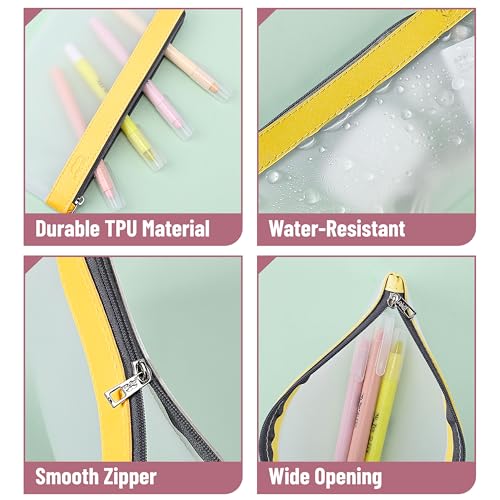 Image of Mr. Pen- Clear Pencil Pouch, 8.50 inchx4.25 inch, 3 Pack, Durable TPU Material | Medium Water-Resistant Pencil Bags with Smooth Zipper, Multipurpose Clear Pouch for Stationery, School, Office