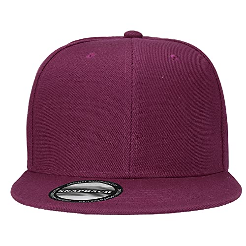 Image of Classic Snapback Hat Cap Hip Hop Style Flat Bill Blank Solid Color Adjustable Size