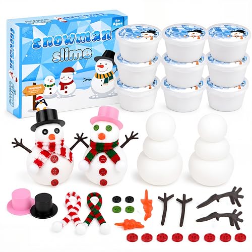 Do You Want to Build a Snowman 9 Pack Putty Slime Kit with Snowman Accessories Build Melt & Rebuild Fun Desk Toy for Kids Christmas Stocking Stuffer