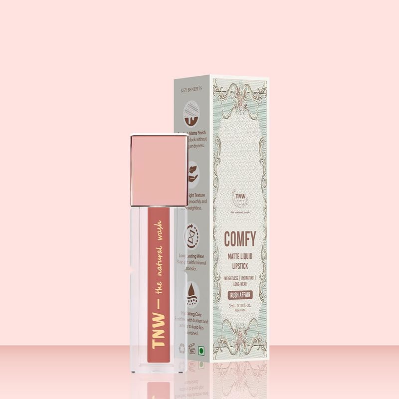 Image of TNW - Comfy Matte Liquid Lipstick | 01 Rush Affair | Weightless, Hydrating & Long-Wear | Red Clay Tone | Shea Butter, Hyaluronic Acid & Jojoba Oil | Paraben-Free | 3ml
