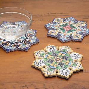 Bits and Pieces - Set of Three Majolica Designer Trivets - Colorful Hot Dish Table Cover Bits and Pieces Set of Three Majolica Designer Trivets Colorful Hot Dish Table Cover
