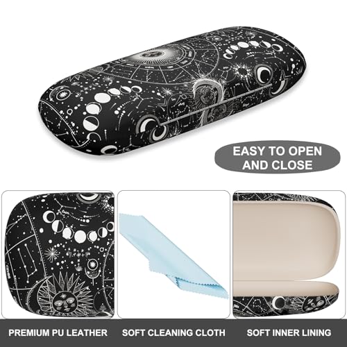 Image of Eyeglasses Case, Portable Hard Shell Protective Case for Glasses, Eyeglass Holder Box for Women with Cleaning Cloth