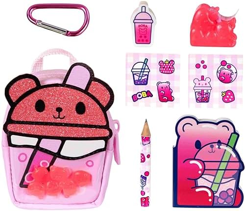 REAL LITTLES - Scented Surprise Micro Backpacks, Soft, Fluffy, Cute Food Themed Micro Backpack With 5 Scented Real Working Micro Stationery Surprises Inside, 6 To Collect