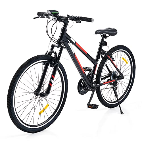Viribus Mountainbike 26 Zoll MTB Fahrrad 21 Gang-Schaltung Rennrad Hardtail 26" Cityräder mit Aluminiumlegierungsrahmen Dual-V-Bremsen Fahrrad für Jungen, Mädchen, Männer und Frauen Schwarz&Rot – Bild 3