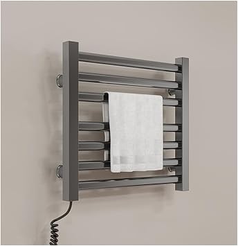 Electric Towel Warmer 7 Bars, Heated Towel Rack for Bathroom Wall Mounted, Large Smart Towel Drying Rack 100W with Thermostatic Control, Plug in,Gray,Right Line