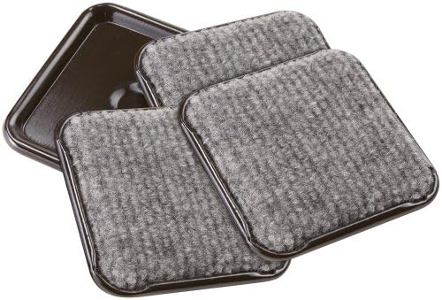 SoftTouch 2 1/2" Square Reusable Carpet Bottom Furniture Caster Cups to Protect Hardwood, Tile or Laminate Floors, Brown/Gray (4 Pack)