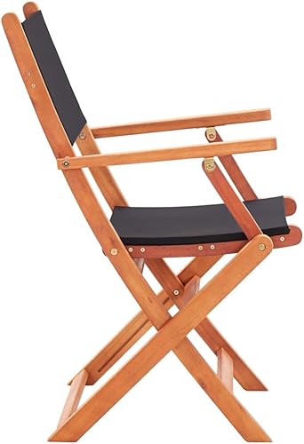 Miniatura 8 de 9 Piece Patio Dining Set with Folding Black Eucalyptus Wood Table and Textilene Chairs, Modern Outdoor Furniture Set for Garden Balcony Porch