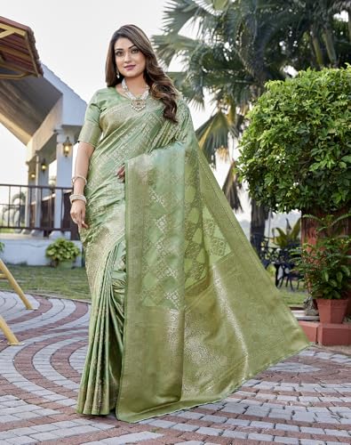 Image of Yashika Women's Pure Kanjivaram Silk Saree Soft Banarasi Style Wedding With Blouse Piece | Saree For Women | New Sari