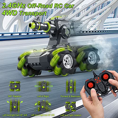 Pengbirdda Upgraded 1:16 Rc Car Tank That Shoots Water Bullets 5000 Bombs Remote Control Auto Toys For Kids 4Wd Battle Stunt Car, Birthday For Boy Girl 4 5 6 7 8 9 10 11 12 Years Old #TOP5