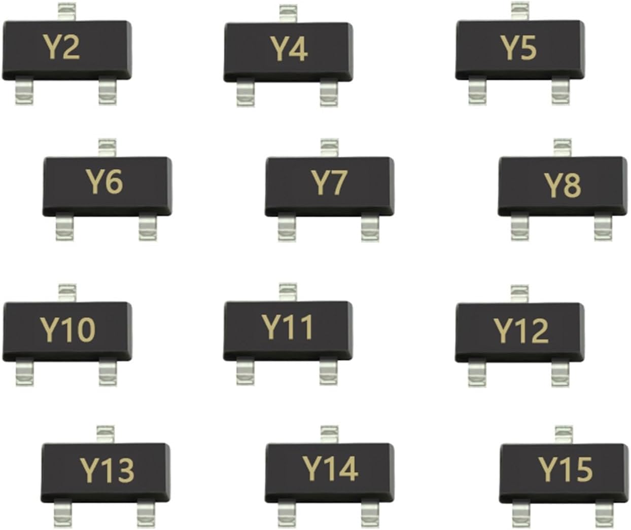 10 Pcs SMD Transistor X84C43v Y15, X84C39v Y14, X84C36v Y13, X84C33v Y12, X84C30v Y11, X84C27v Y10, X84C22v Y8, X84C20v Y7, X84C18v Y6, X84C16v Y5, X84C15v Y4, X84C12v Y2, X84C11v Y1, X84