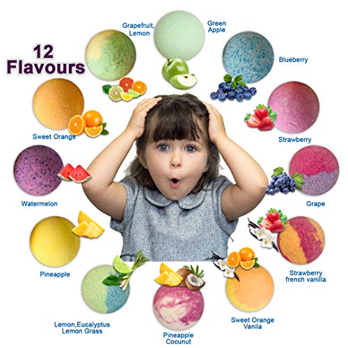 Bath Bombs for Kids with Toys Inside - Set of 12 Organic Bubble Bath Fizzies with Jungle Animal Toys. Gentle and Kids Safe Spa Bath Fizz Balls Kit. Birthday or Christmas Gift for Girls and Boys