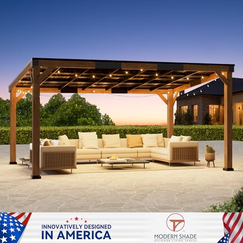 Modern Shade Wood Grill Gazebo 12' x 16' with Sloped Galvanized Steel Roof - Image 2