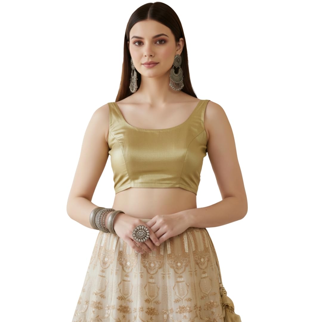 fvshun Women's Sleeveless Padded Readymade Saree Blouse Stitched with Lining Designer Indian Festive Party Blouse-picture-31