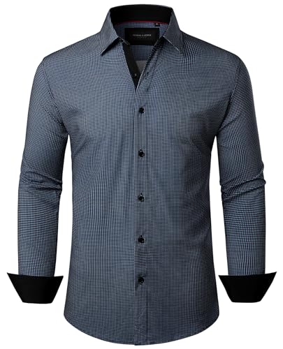 Alimens & Gentle Men's Dress Shirts Wrinkle Free Long Sleeve Shirts Regular Fit Printed Casual Business Button Down Shirt2