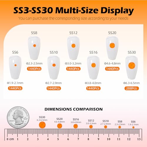Image of Neon Orange Flatback Rhinestones, Glass Rhinestones for Nail Art and Craft, Glue Fix, Loose Crystal Gemstones(Neon Orange, SS8, 1440pcs, 2.3-2.5mm)