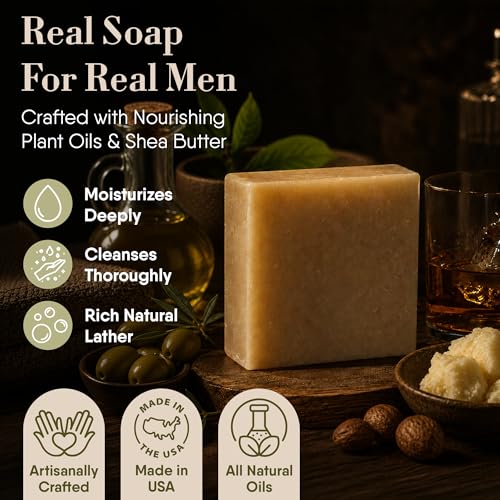 Image of 360Feel Bay Rum Bar Soap - Made in the USA - Castile Handmade All Natural Cold Processed - Gentle on Sensitive Skin - Bay Rum Essential Oil with a Spicy Scent - (5oz, 4-Pack) | Made in the USA, Cold-Processed, Moisturizing with a Spicy Scent and Calm, Rich, Creamy Lather