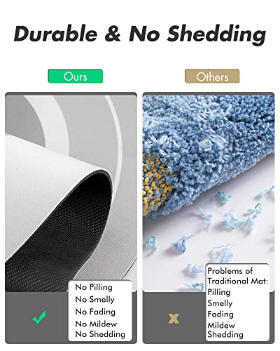 MontVoo Bath Mat - Non Slip, Quick Dry, Stain Resistant Bath Mat Rug for Bathroom Floor - Easy Care Shower Rug for Outside Bathtub - 17"x27" Grey