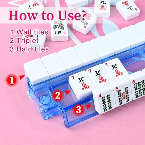 Set de 4 soportes con empujadores para Mahjong acrílicos miniatura 4