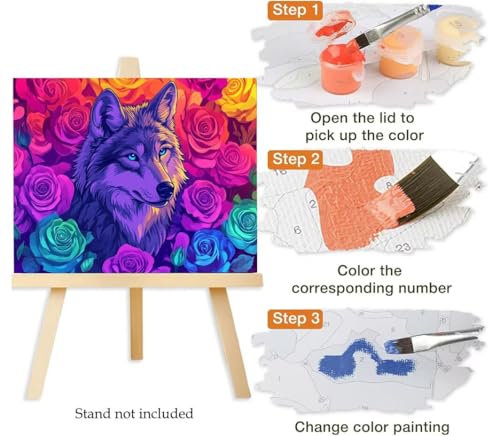 Pintar por números adultos para perder el miedo a pintar con lienzo DIY de perro multicolor 6