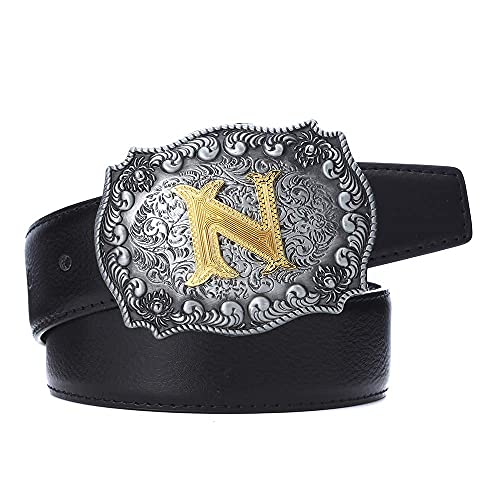 Image of HUABOLA CALYN Belt Buckle Men, Western Cowboy Rodeo Small Alphabet Letter ABCDMRJ to Z Initial Belt Buckles for Women