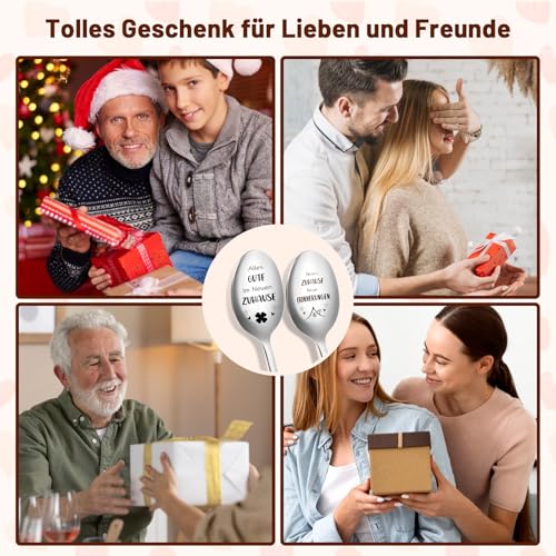 BOARDFEB Einzugsgeschenke Wohnung, 2 Stück Löffel mit Gravur 19,6 cm Kaffeelöffel Einzugsgeschenke Haus Geschenk zum Einzug Neues Zuhause Neues Haus Geschenk