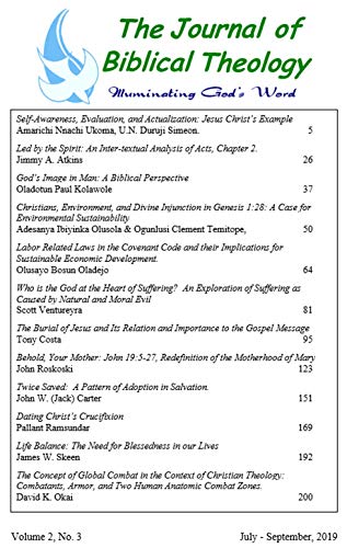The Journal of Biblical Theology. Volume 2, Number 3 (English Edition)