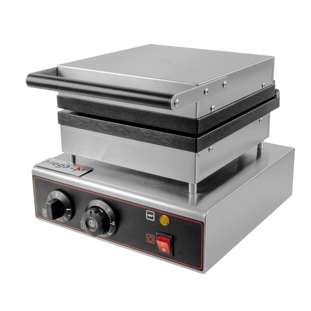 MEGA-M gofrownica gastronomiczna prostokątna 2 kW 230 V inox | Płyta 4x6, 2 gofry 18x22 cm, stal nierdzewna, do lokali gastronomicznych i punktów food service