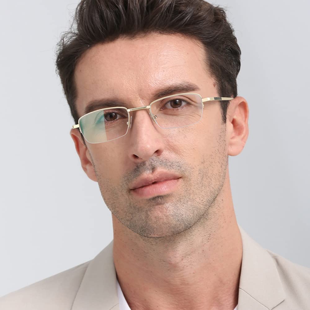 Faltbare Brille Bifokale Lesebrille Anti Blaulicht Progressives Lesebrillen Halbbrille Anti Müdigkeit Faltbare Lesegeräte (Color : Gold, Size : +1.50)
