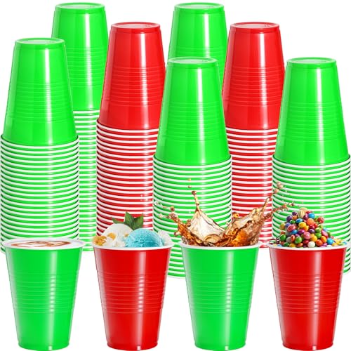 cssopenss 120 PCS Christmas plastic cups 16 oz christmas Party Cups Red Green disposable cups 2 Styles for Christmas Party Decorations & Party Supplies for Beer/Beverage/Snacks/Candies