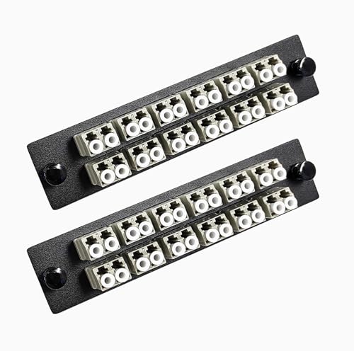 Panneau de brassage fibre LC/MM duplex 24 ports gris en lot de 2 pour armoire informatique
