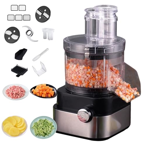 Procesador de alimentos casero de 600 W, máquina de corte de frutas y verduras con 9 moldes de dados, gran capacidad de 5000 ml y velocidad ajustable para zanahorias, patatas, pepinos, cerdo