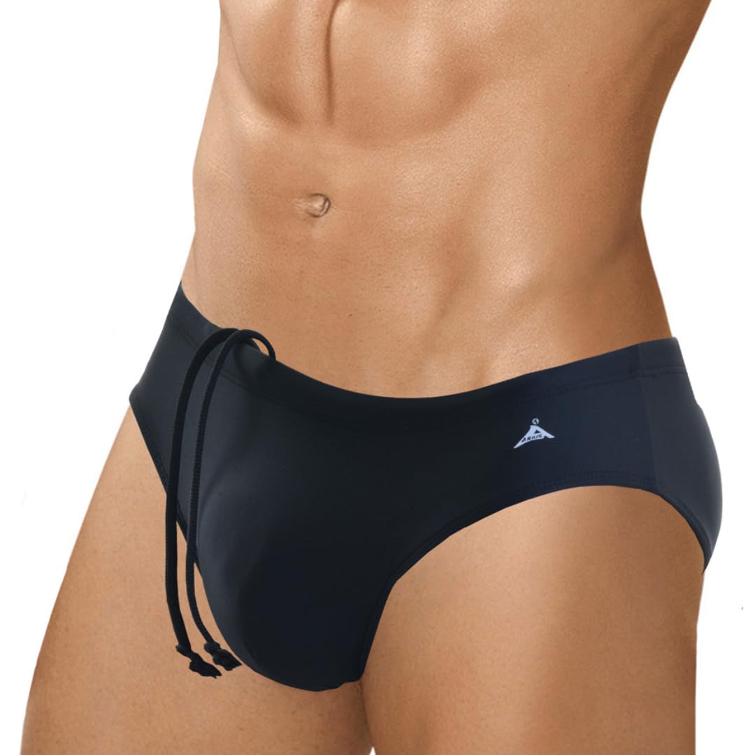 ARIUS Bañador de Hombre con Relleno - Bañador Slip con Relleno para Hombre - Bañador Hombre natación con Relleno - Bañador realza atributos Masculinos - Bañador Negro para Hombre