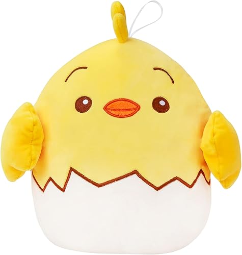 CozyWorld Almohada de peluche de pollo de Pascua de 8 pulgadas con diseño de cáscara de huevo de pollo súper suave, cojín elástico para sofá