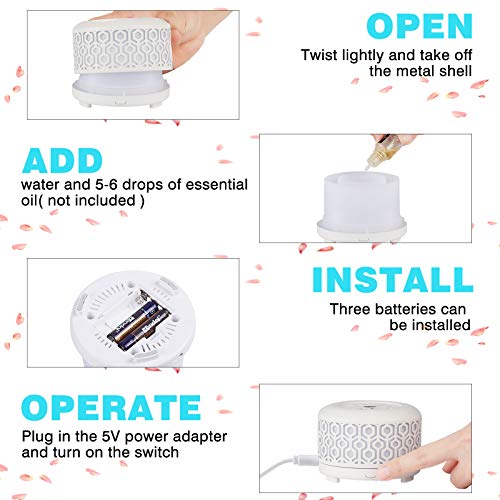 Estinhome Waterless Diffuser Cordless Portable Metal Diffuser For Essential Oils For Desk Usb Travel Oil Aroma Diffuser For Hotel Home Long Run With Colorful Mood Lights #TOP4