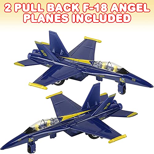 ArtCreativity Diecast 6" F-18 Blue Angels Toy Plane with Pullback Mechanism (Set of 2), Diecast Metal Jet Plane Fighter Toys for Boys, Air Force Military Cake Decorations, Aviation Party Favors by ArtCreativity - Used condition - Image 2