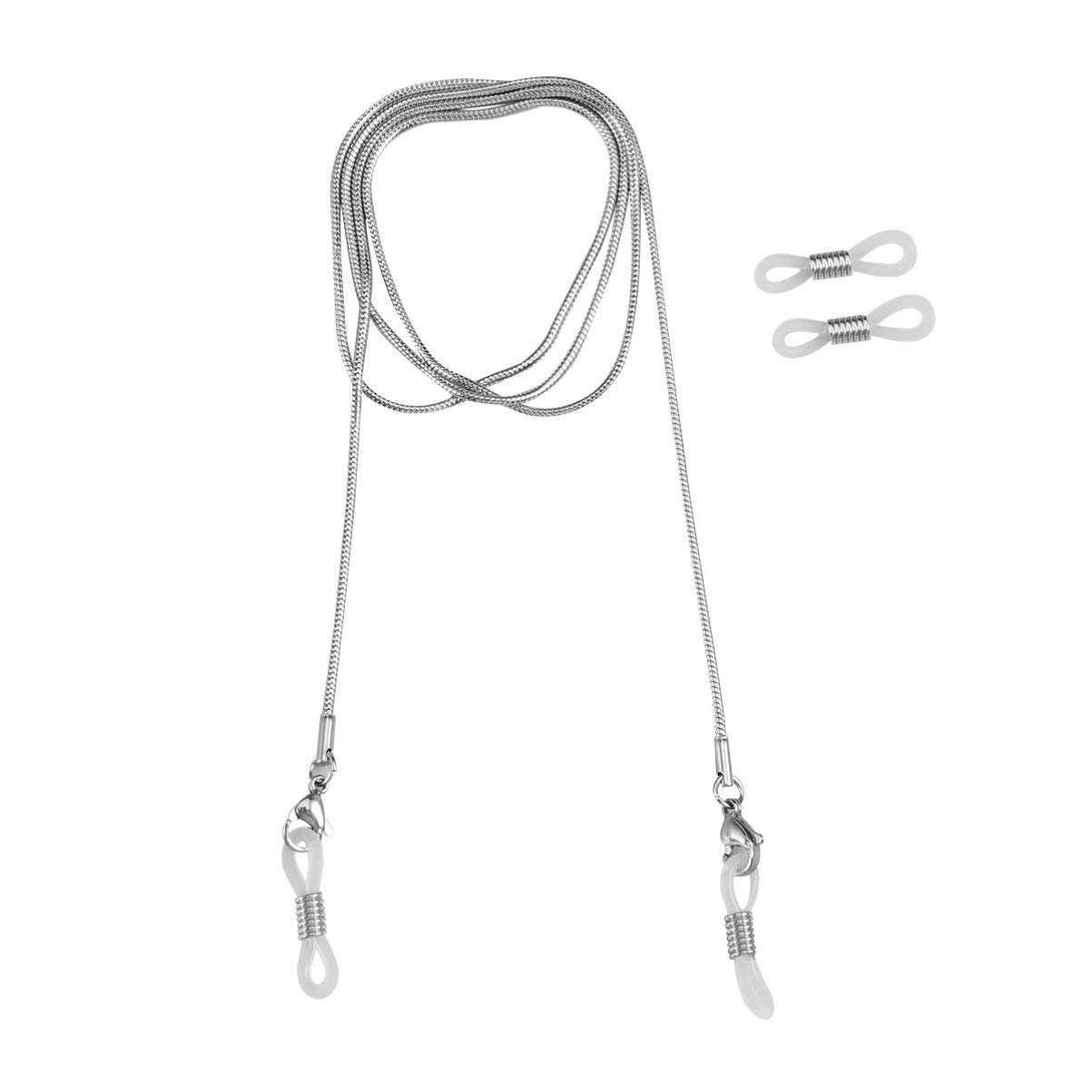 Toyvian Cadena de Soporte de Anteojos de Acero Inoxidable 70 Cm Cadena de Collar de Anteojos Soporte de Cadena de Anteojos para Máscara Facial Anteojos Anteojos (Plata)