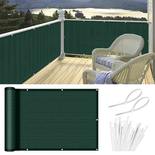 HENG FENG Pantalla de Privacidad para Balcón 0.9x4m,HDPE Malla Ocultacion,Resistente al Viento, Protección UV,Protección de la Intimidad, Verde